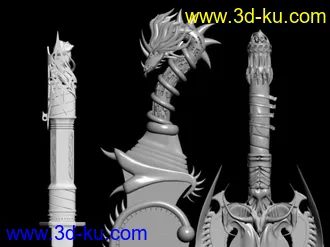 3D打印模型三把武器的图片