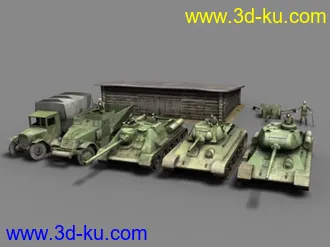 3D打印模型苏军T34-76T34-85SU-85M3A1卡车反坦克炮房屋的图片