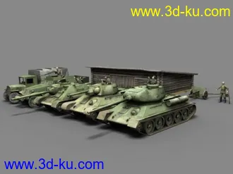 3D打印模型苏军T34-76T34-85SU-85M3A1卡车反坦克炮房屋的图片