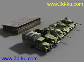 3D打印模型苏军T34-76T34-85SU-85M3A1卡车反坦克炮房屋的图片