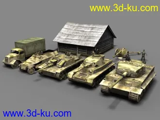 3D打印模型德军3号突击炮4号战车虎式SK251卡车反坦克炮房屋的图片