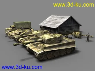 3D打印模型德军3号突击炮4号战车虎式SK251卡车反坦克炮房屋的图片