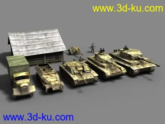 3D打印模型德军3号突击炮4号战车虎式SK251卡车反坦克炮房屋的图片