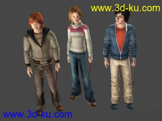 3D打印模型Harry Potter 哈利波特和他的两个朋友的图片