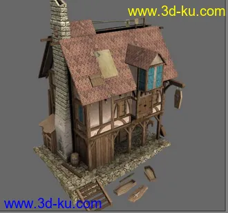 制作精良的欧式房屋模型-tga贴图X2的图片