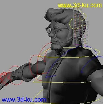 3D打印模型戴眼镜的帅叔叔~~有绑定 有面部表情~~的图片