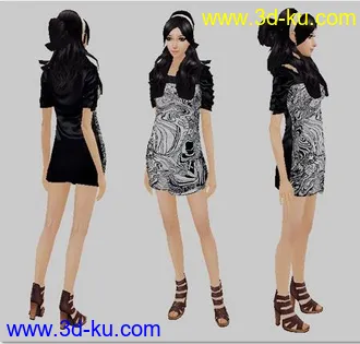 3D打印模型穿连衣裙的女孩的图片