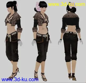 3D打印模型时尚的漂亮女孩(带贴图)的图片