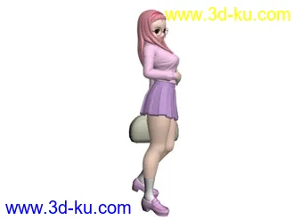 3D打印模型日本动画角色 戴眼镜的女孩的图片