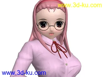 3D打印模型日本动画角色 戴眼镜的女孩的图片