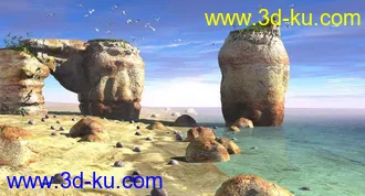 3D打印模型海滩场景的图片