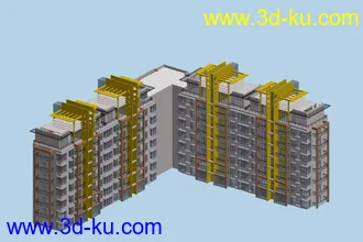 3D打印模型带转角的5栋高楼的图片