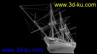 3D打印模型一艘非常精细的大帆船。。。的图片