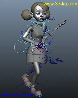 3D打印模型带骨骼绑定的超可爱女孩的图片