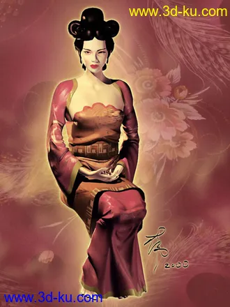 3D打印模型古典高模女人，材质贴图齐全~的图片