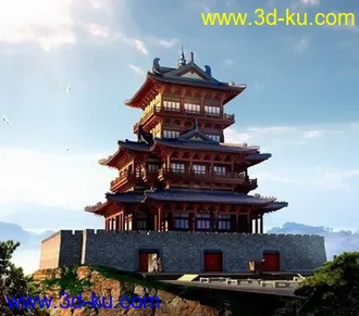 3D打印模型中式阁楼2的图片
