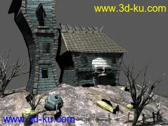 3D打印模型鬼屋，带贴图的图片