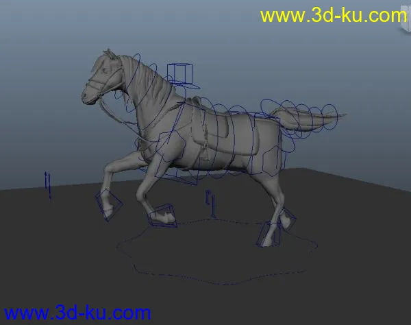 绑定+权重+动画的马的模型的图片1