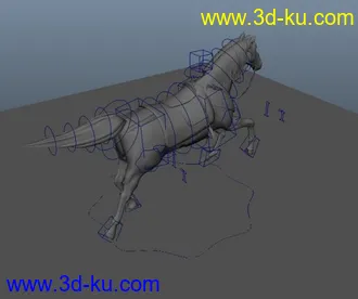 绑定+权重+动画的马的模型的图片