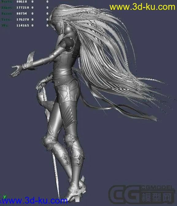 长发女战士模型的图片1