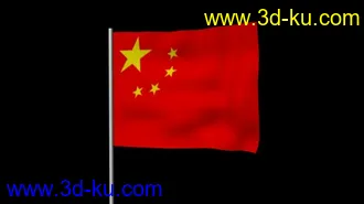 3D打印模型微风下的五星红旗+贴图+动画的图片