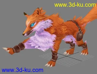 3D打印模型游戏低模狐狸一只，绑好骨骼，带动作（待机+攻击+死亡+行走+奔跑）的图片