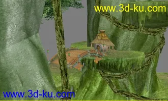 游戏低模完美世界积羽城模型，大树，有树屋的图片