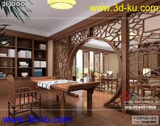 3D打印模型中式家装书房的图片