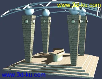 一套室外建筑模型-----------花架的图片