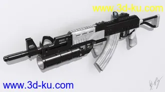 3D打印模型Ak103+GP30榴弹发射器+Kobra反射式瞄准镜（改）的图片