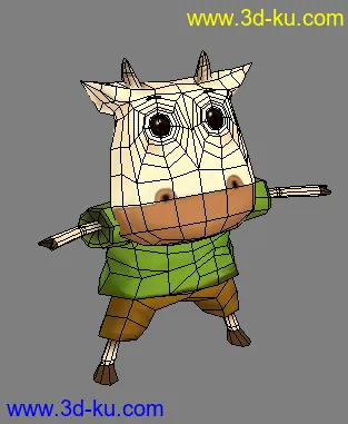 3D打印模型原创_ 我做的扁扁牛——max8～～的图片