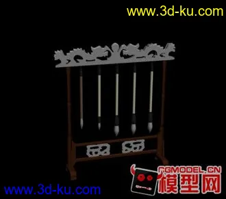 3D打印模型笔架和毛笔的图片