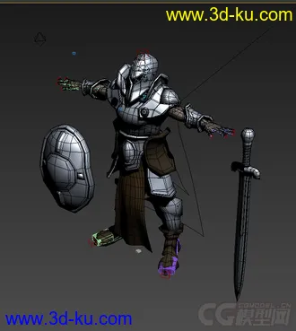 中世纪的士兵模型 带骨骼的图片