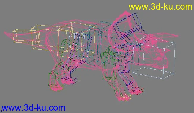 绑好了骨骼的3角龙模型的图片1