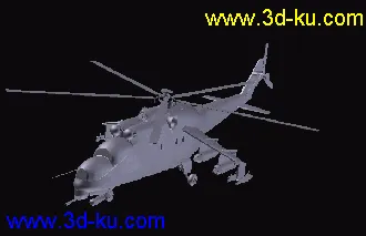 3D打印模型俄罗斯米—24“雌鹿”武装直升机，3ds格式，无贴图的图片