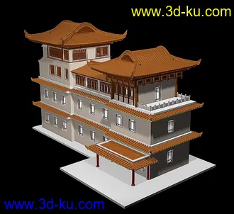 精品古建筑模型(附精细石狮和盘金龙模型)的图片