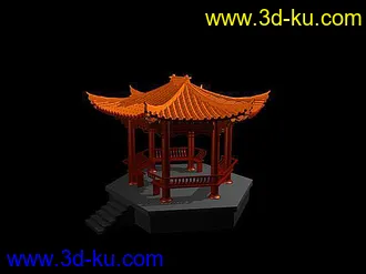 精品古建筑模型(附精细石狮和盘金龙模型)的图片