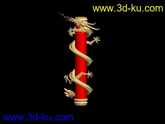 精品古建筑模型(附精细石狮和盘金龙模型)的图片