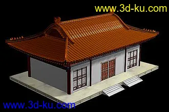 精品古建筑模型(附精细石狮和盘金龙模型)的图片