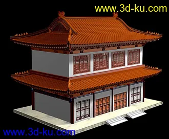 精品古建筑模型(附精细石狮和盘金龙模型)的图片