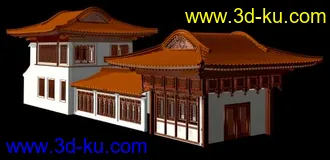 精品古建筑模型(附精细石狮和盘金龙模型)的图片