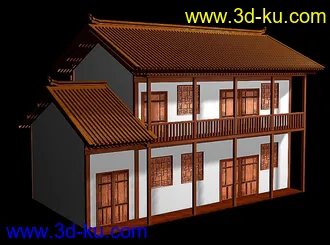 精品古建筑模型(附精细石狮和盘金龙模型)的图片