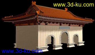 精品古建筑模型(附精细石狮和盘金龙模型)的图片