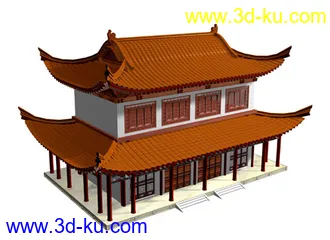 精品古建筑模型(附精细石狮和盘金龙模型)的图片