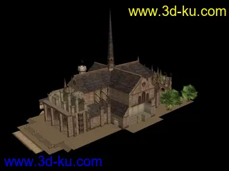 天堂2奇岩城中心教堂模型+材质的图片
