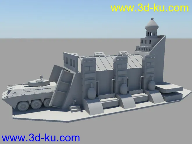 一个红警里的坦克房的模型（模仿练习）的图片1
