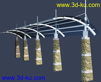 室外建筑模型----------廊架的图片