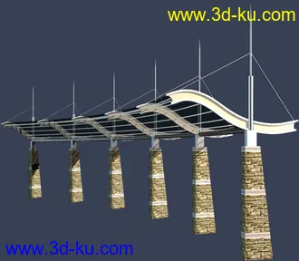 室外建筑模型----------廊架的图片