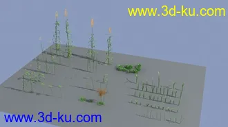 3D打印模型草与芦苇植物的图片