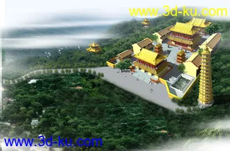 禅寺鸟瞰图（模型+后期贴图）的图片